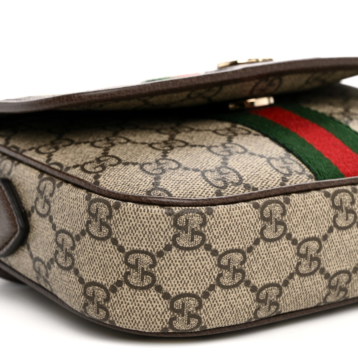 GG Supreme Monogram Textured Dollar Calfskin Small Ophidia Top Handle Shoulder Bag Beige Brown wholesalehk.shop