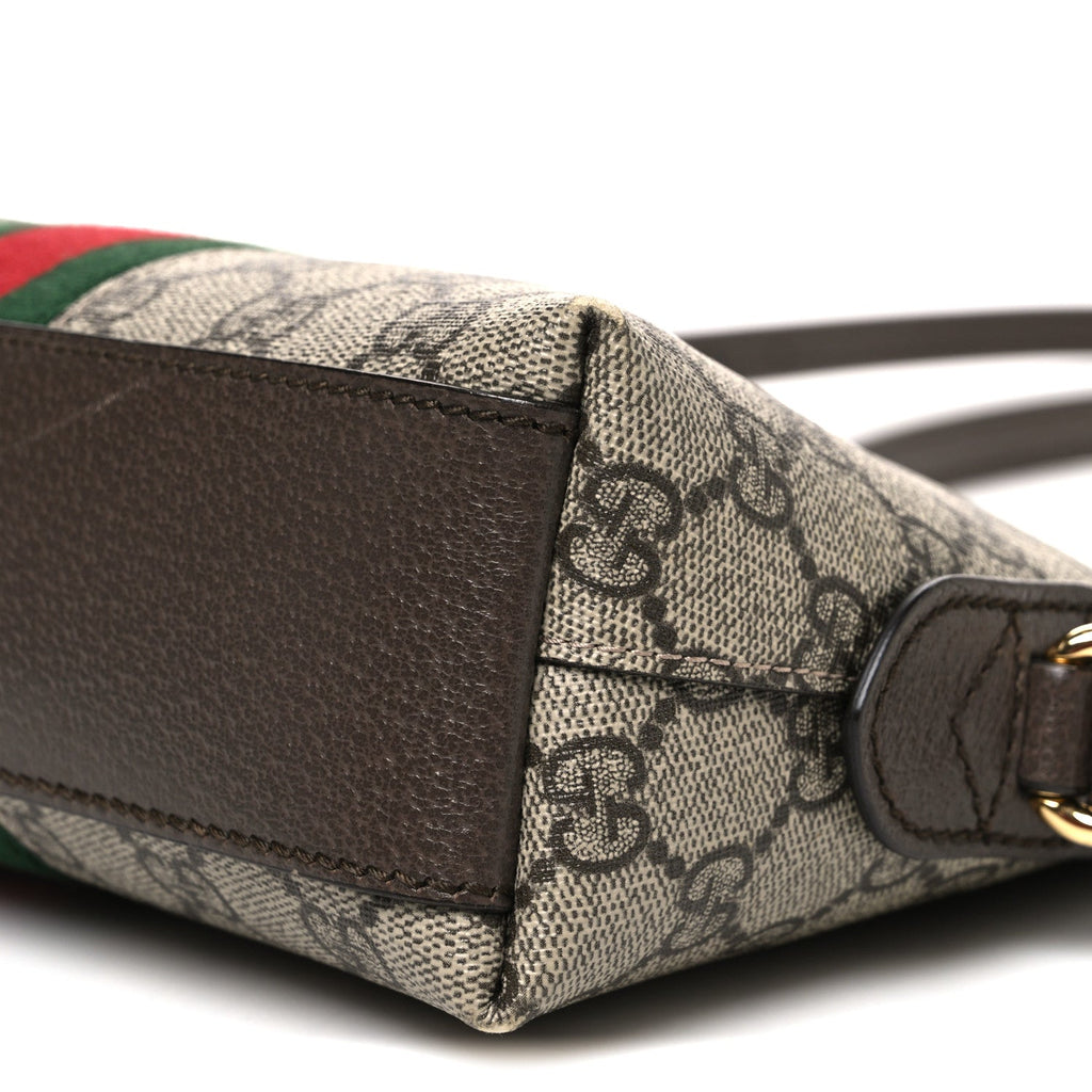 GG Supreme Monogram Textured Dollar Calfskin Web Small Ophidia Dome Shoulder Bag Beige Ebony New Acero wholesalehk.shop