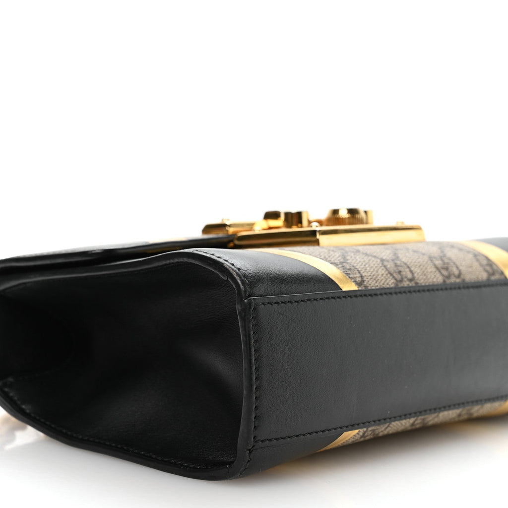 Calfskin GG Supreme Monogram Small Padlock Shoulder Bag Black Gold £¨ Direct shipment via from wholesalehk.shop