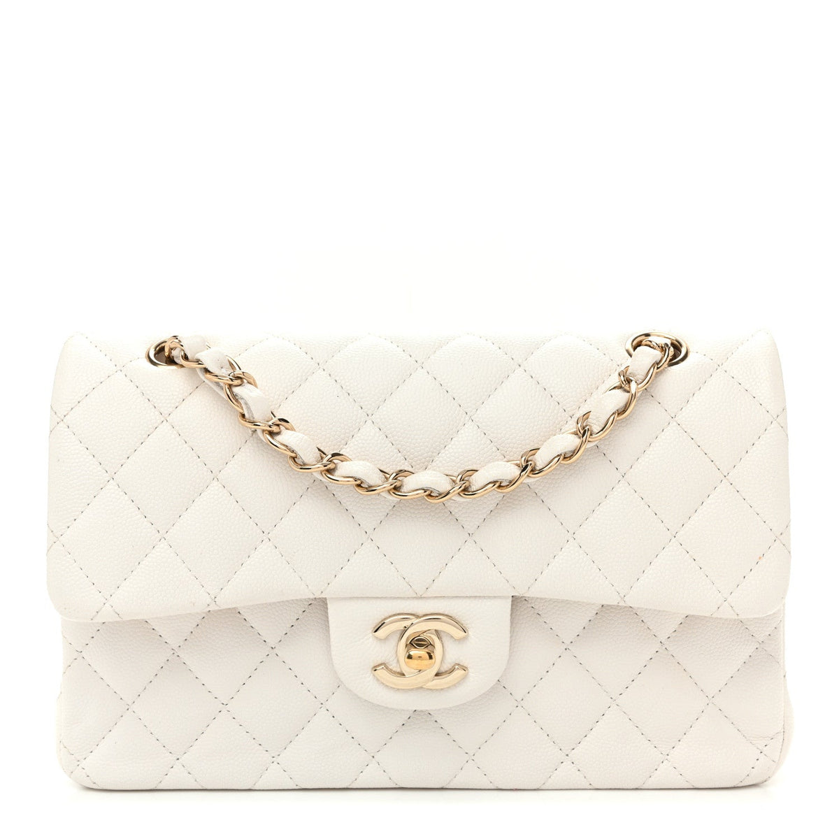 Caviar Quilted Small Double Flap White wholesalehk.shop