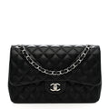 Lambskin Quilted Jumbo Double Flap Black wholesalehk.shop