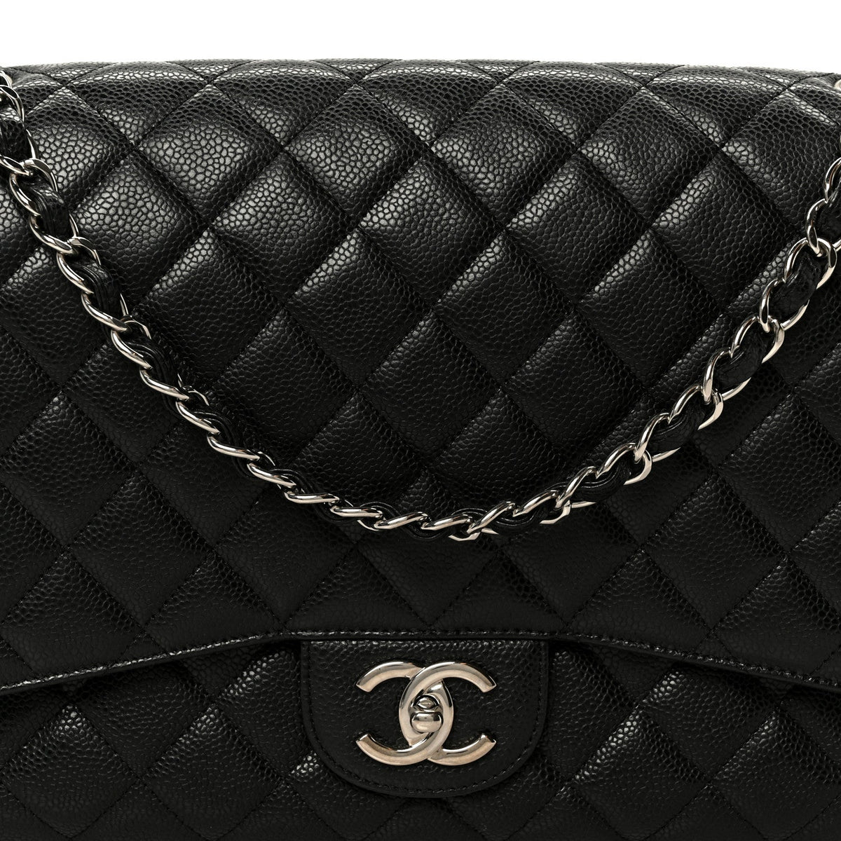 Caviar Quilted Maxi Double Flap Black wholesalehk.shop