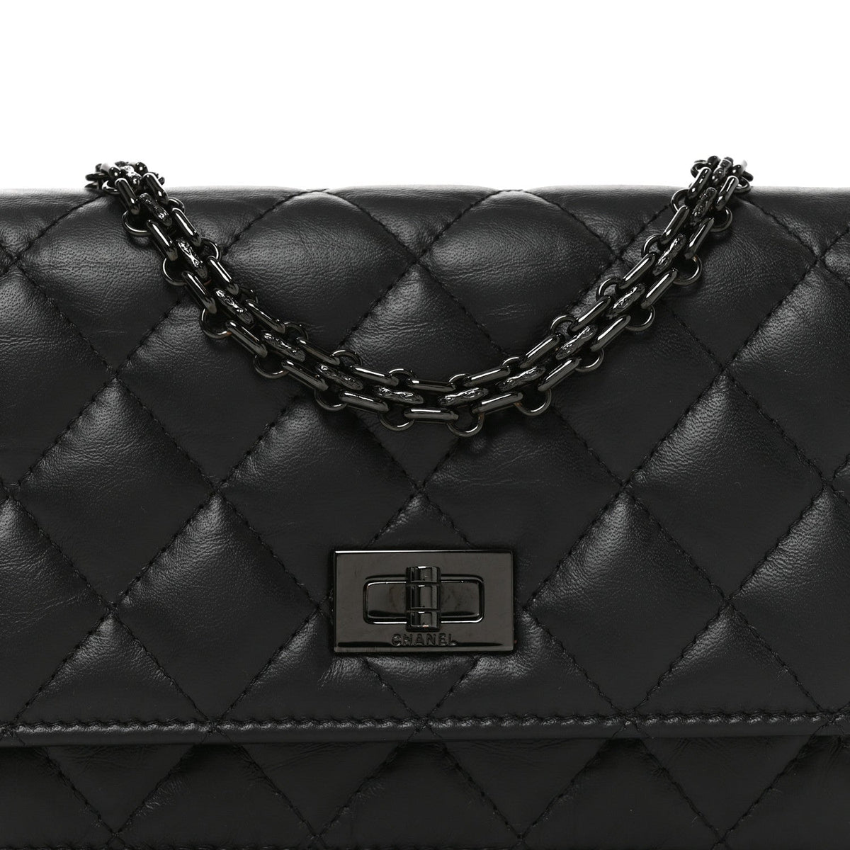 Aged Calfskin Quilted Mini Reissue Wallet On Chain WOC So Black wholesalehk.shop