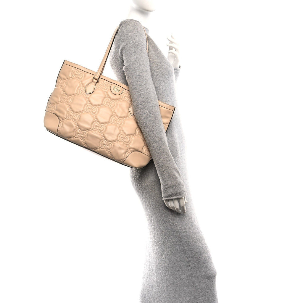 Calfskin GG Matelasse Medium Ophidia Shopping Tote Beige wholesalehk.shop