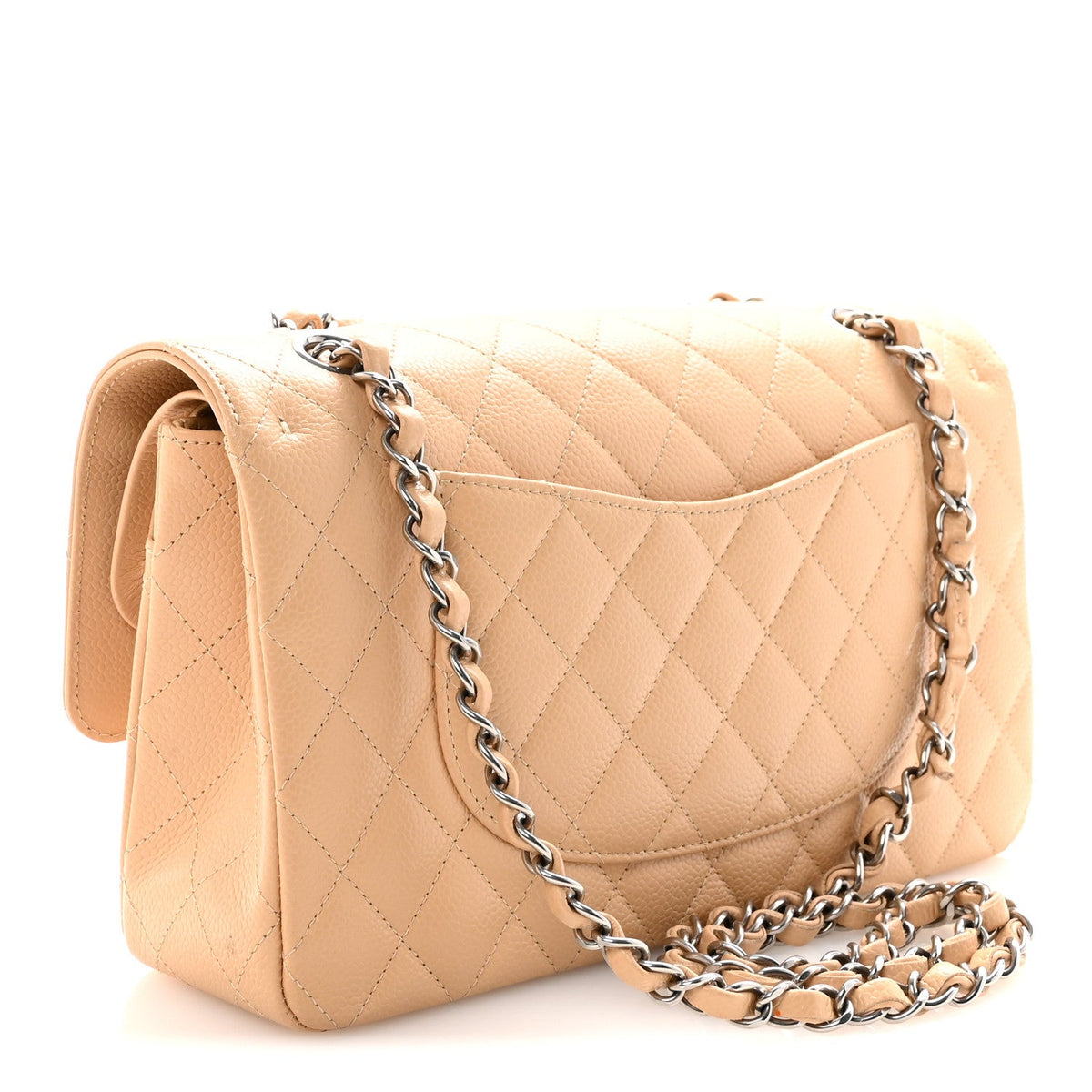 Caviar Quilted Medium Double Flap Beige wholesalehk.shop