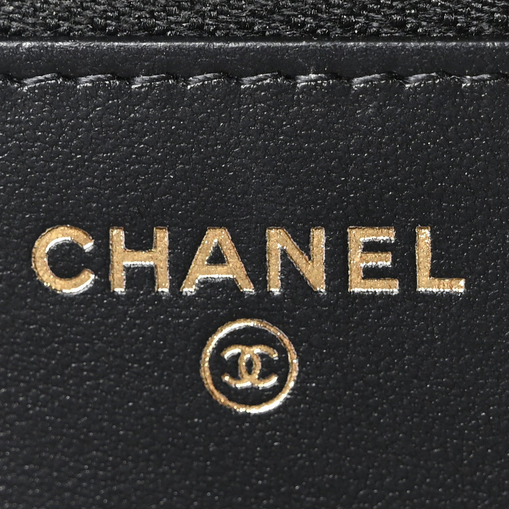 Caviar Quilted Camellia Wallet On Chain WOC Black wholesalehk.shop