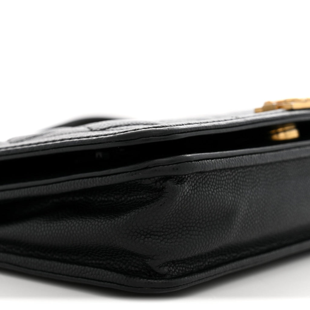 Caviar Quilted Boy Wallet On Chain WOC Black wholesalehk.shop