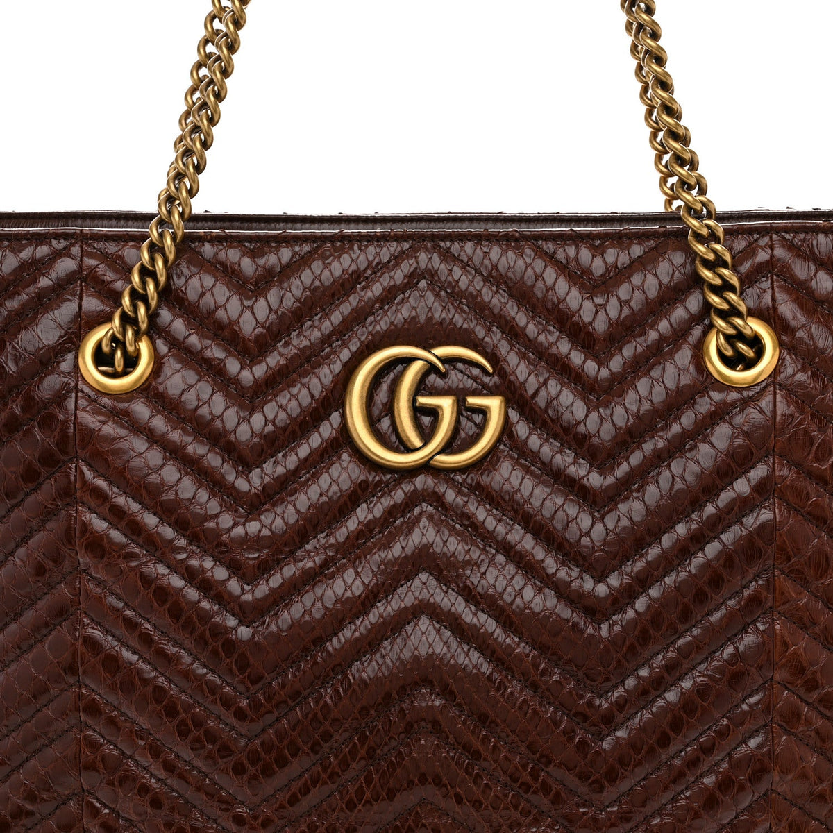 Snakeskin Matelasse Large GG Marmont Slim Tote Brown wholesalehk.shop