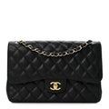 Caviar Quilted Jumbo Double Flap Black wholesalehk.shop