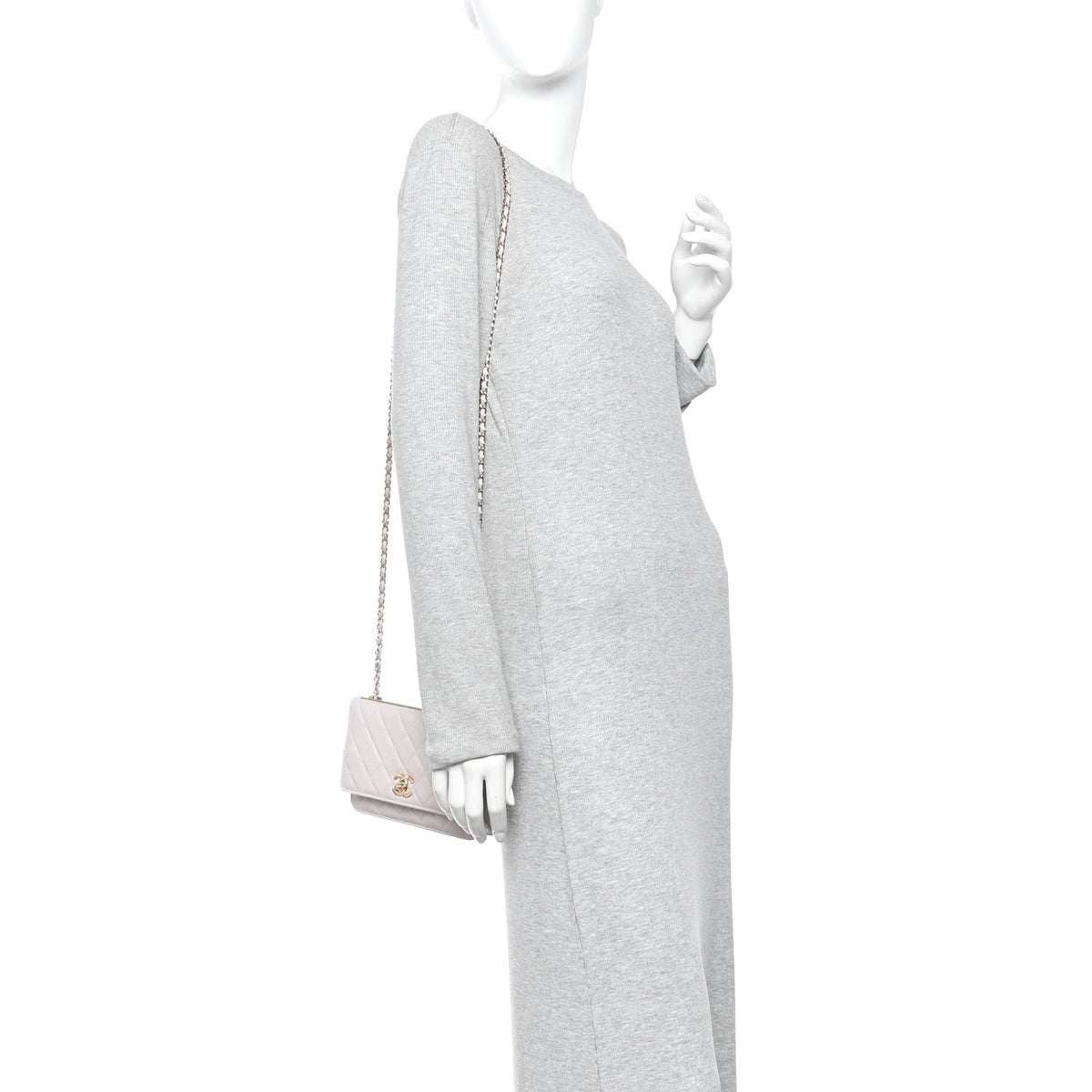 Lambskin Quilted Trendy CC Wallet On Chain WOC Lilac wholesalehk.shop