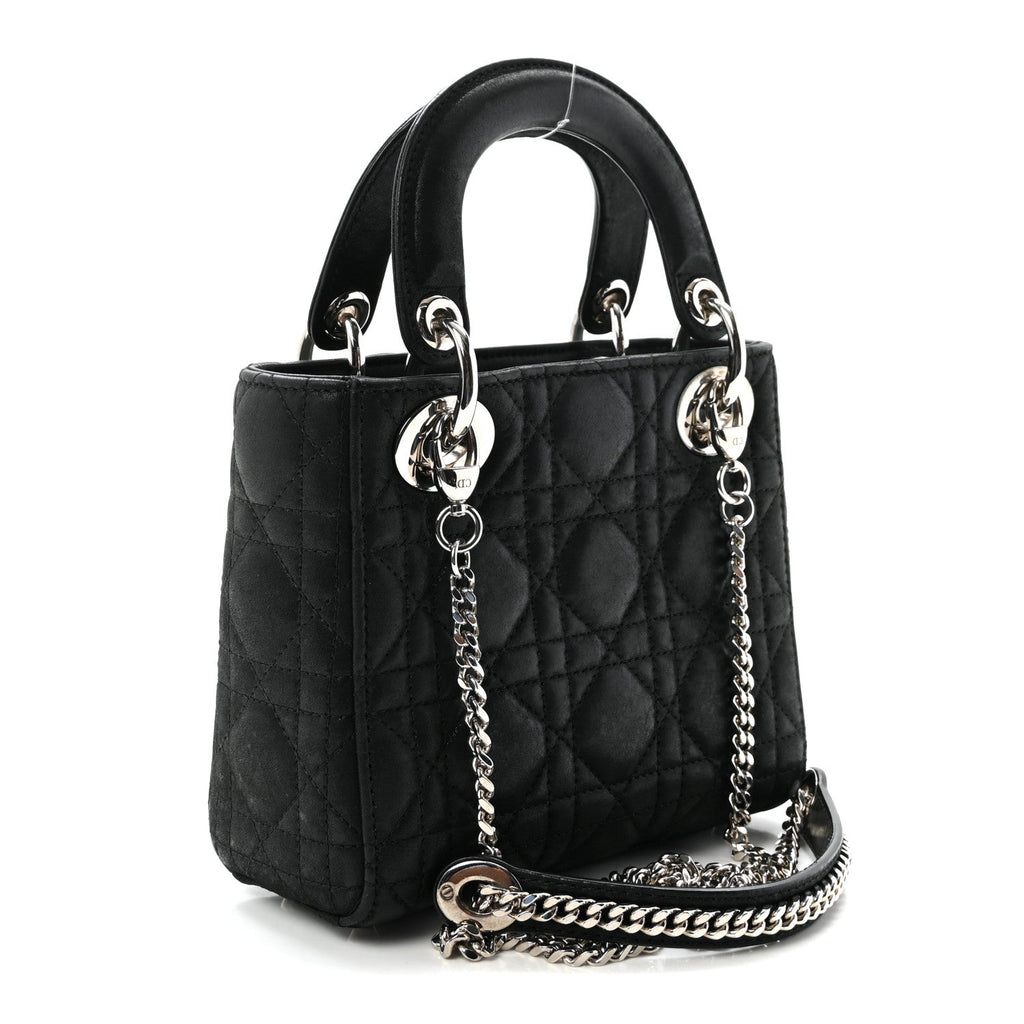 Metallic Calfskin Cannage Mini Lady Dior Black wholesalehk.shop