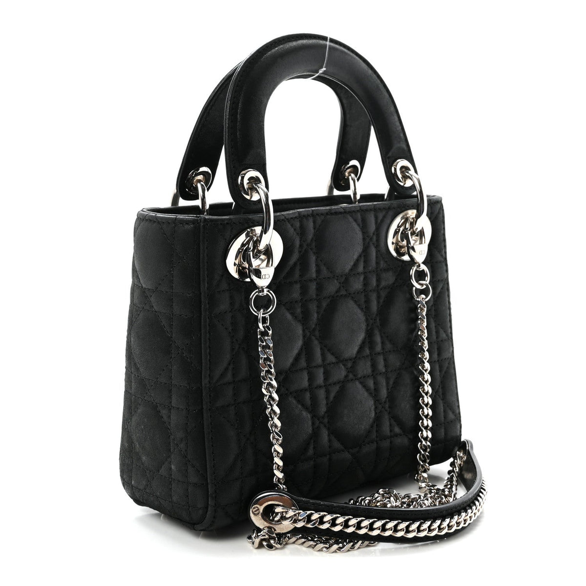 Metallic Calfskin Cannage Mini Lady Dior Black wholesalehk.shop