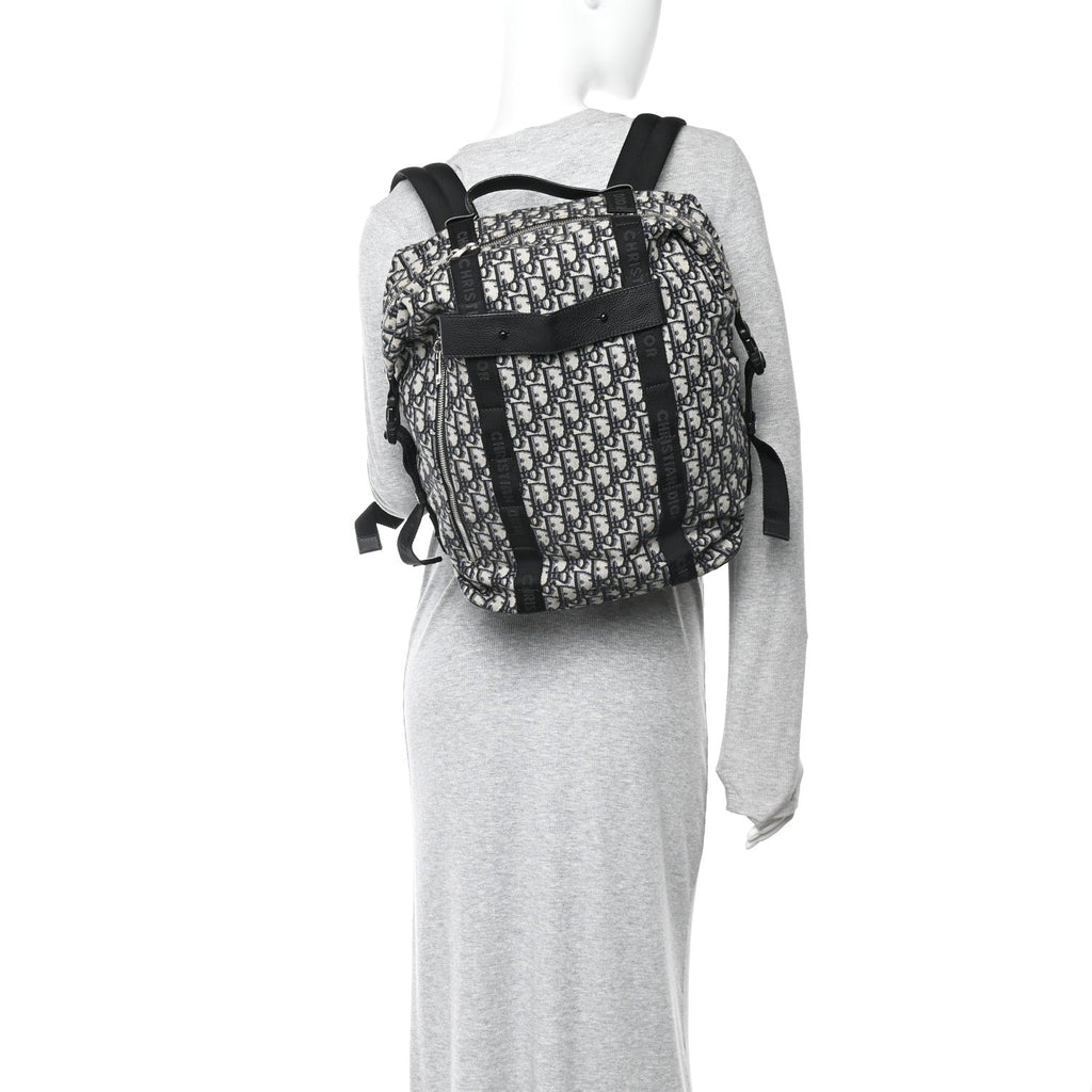 Oblique Calfskin Safari Backpack Navy Blue wholesalehk.shop