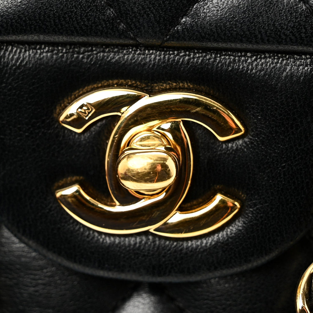 Lambskin Quilted Medium Double Flap Black wholesalehk.shop