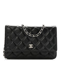 Caviar Quilted Wallet on Chain WOC Black wholesalehk.shop