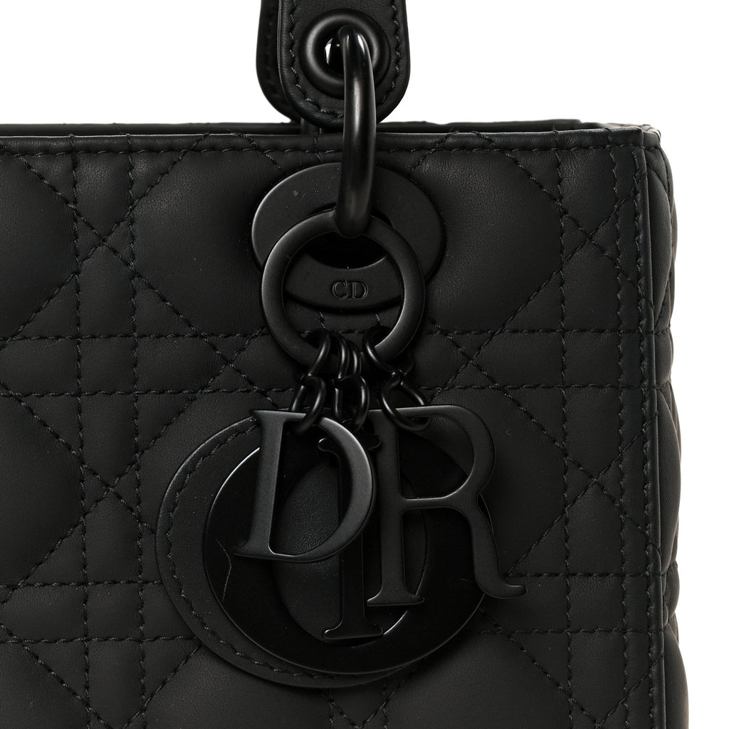 Ultra Matte Calfskin Cannage Medium Lady Dior Black wholesalehk.shop