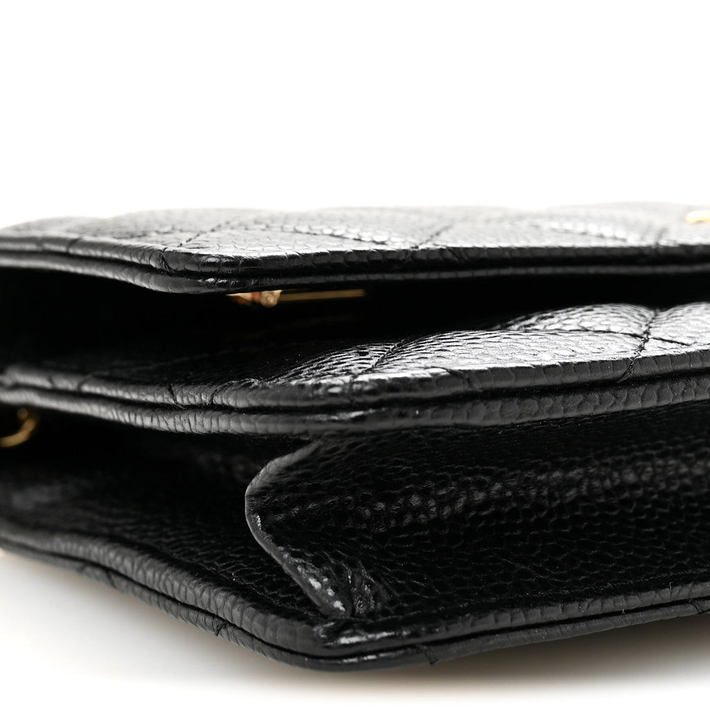 Caviar Quilted CC Turnlock Wallet On Chain WOC Black wholesalehk.shop