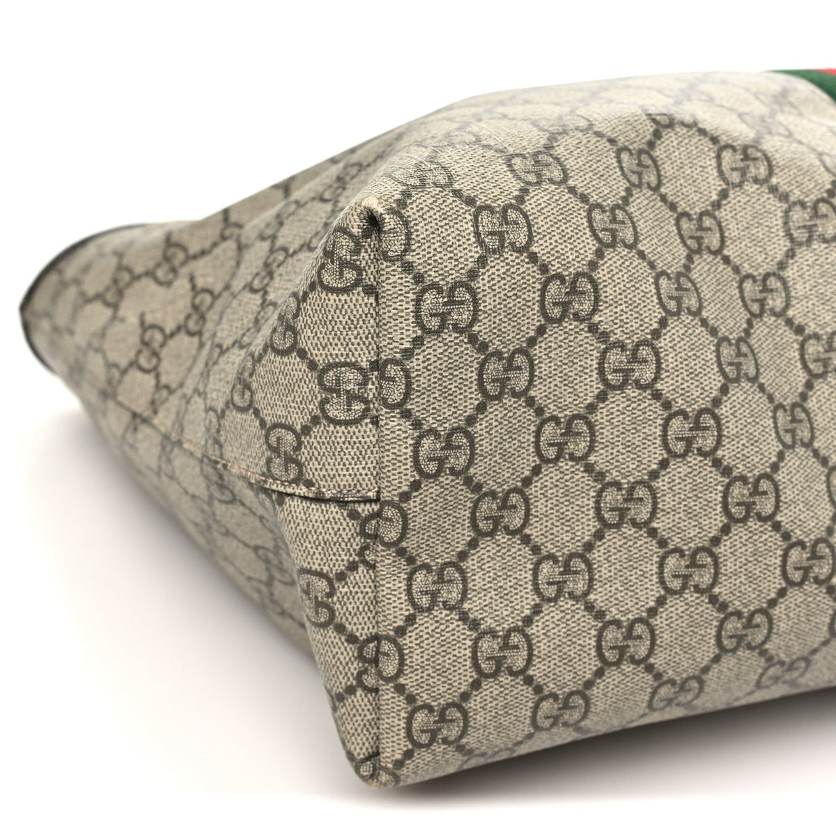 GG Supreme Monogram Textured Calfskin Web Medium Ophidia Shopping Tote Beige Ebony New Acero wholesalehk.shop