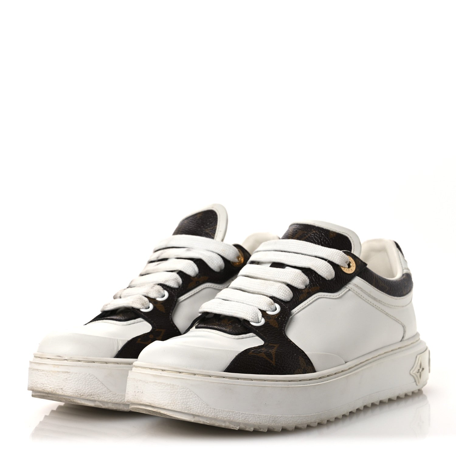 Calfskin Embossed Monogram Time Out Sneakers 36 White £¨ Direct shipment via from wholesalehk.shop