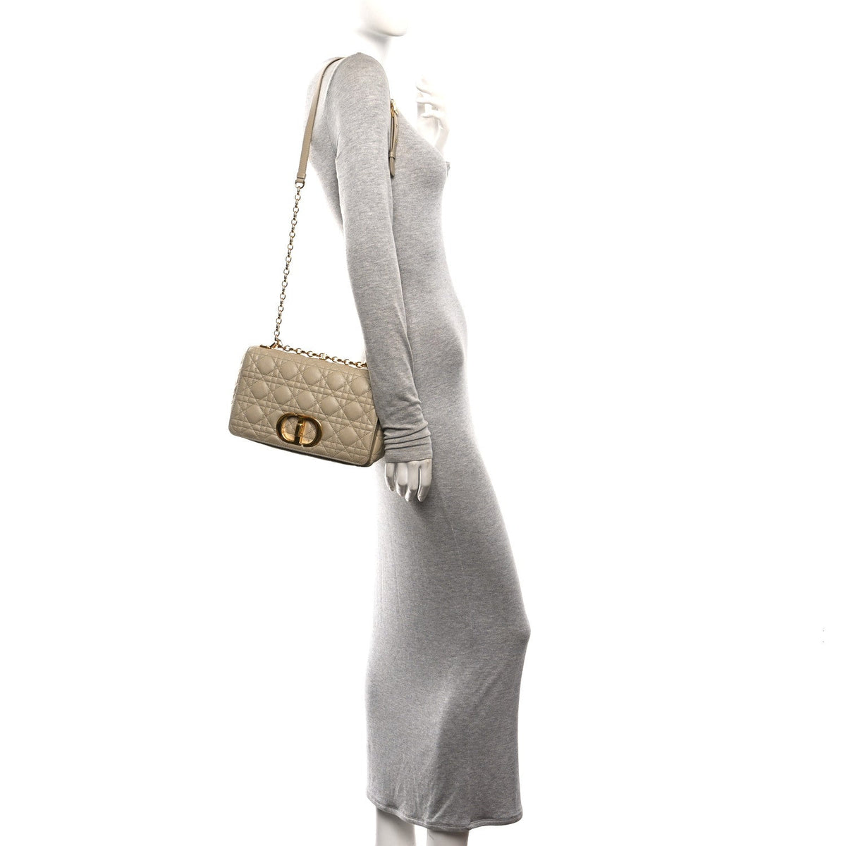 Supple Calfskin Cannage Medium Caro Bag Beige wholesalehk.shop