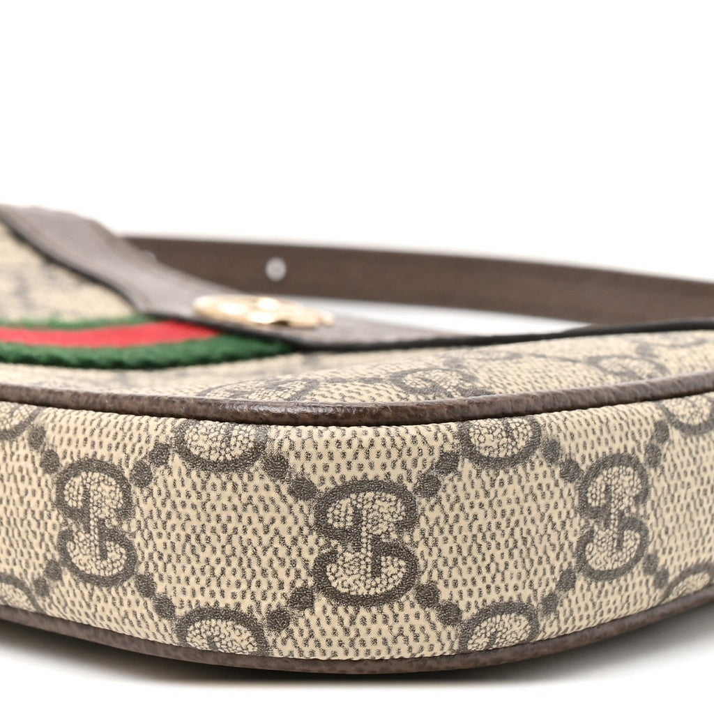 GG Supreme Monogram Textured Dollar Calfskin Web Mini Ophidia Shoulder Bag Beige Ebony New Acero wholesalehk.shop