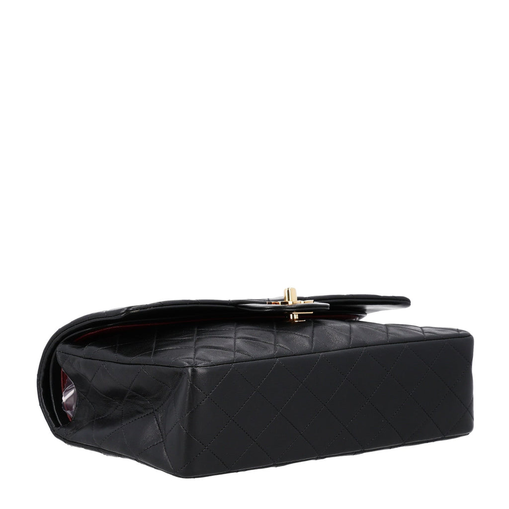 Lambskin Quilted Medium Double Flap Black wholesalehk.shop