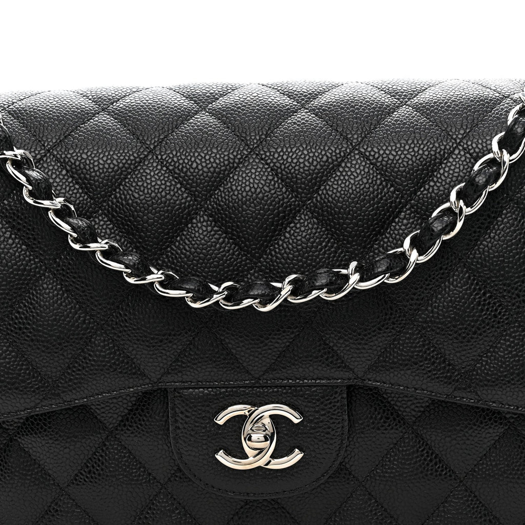 Caviar Quilted Jumbo Double Flap Black wholesalehk.shop