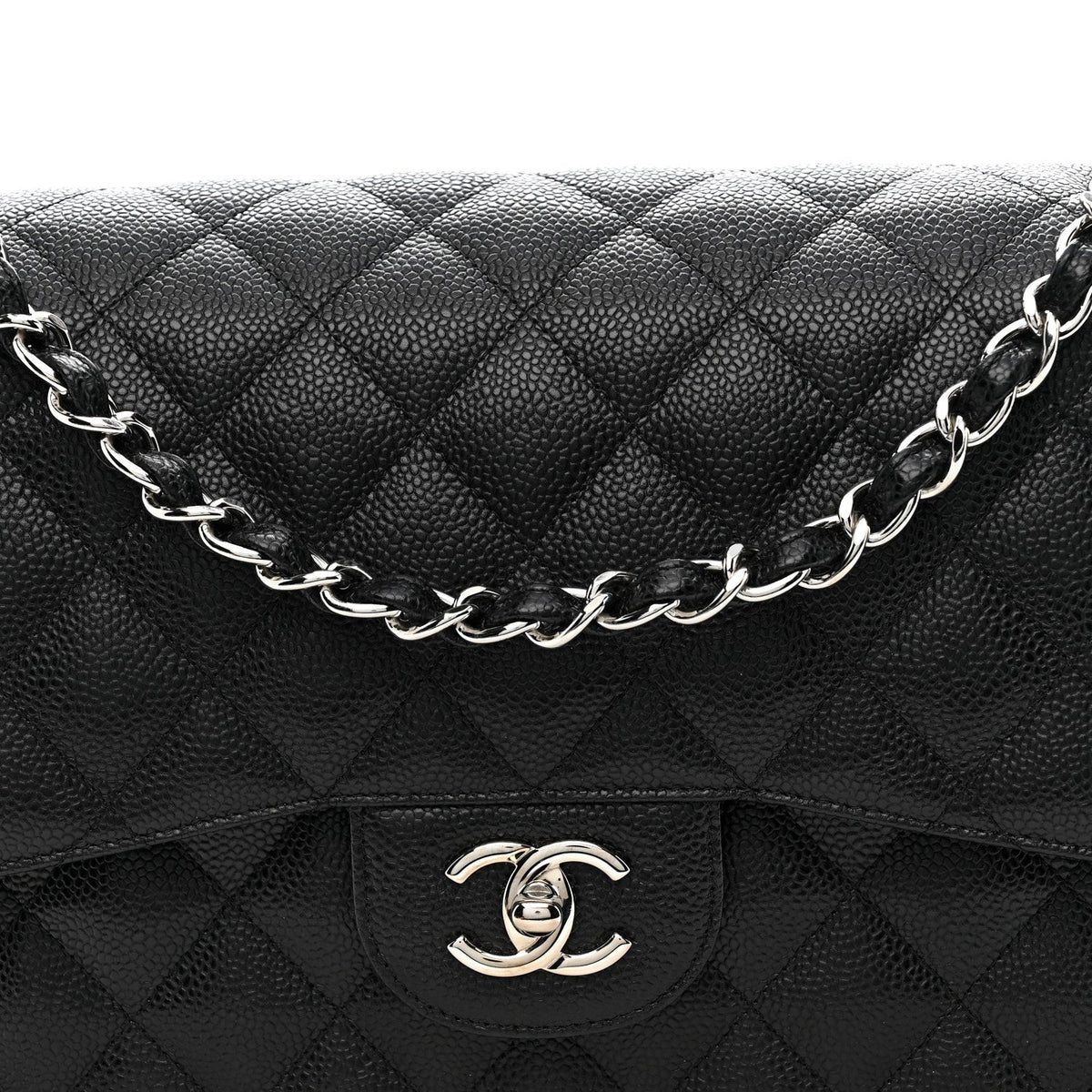 Caviar Quilted Jumbo Double Flap Black wholesalehk.shop