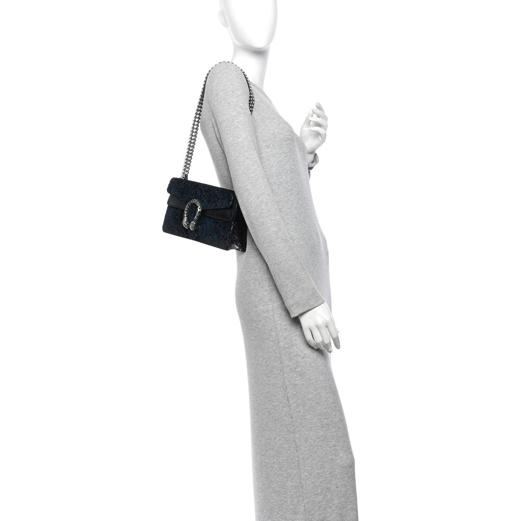 Velvet Skipper Crystal GG Monogram Small Dionysus Shoulder Bag Blue Beige Black wholesalehk.shop
