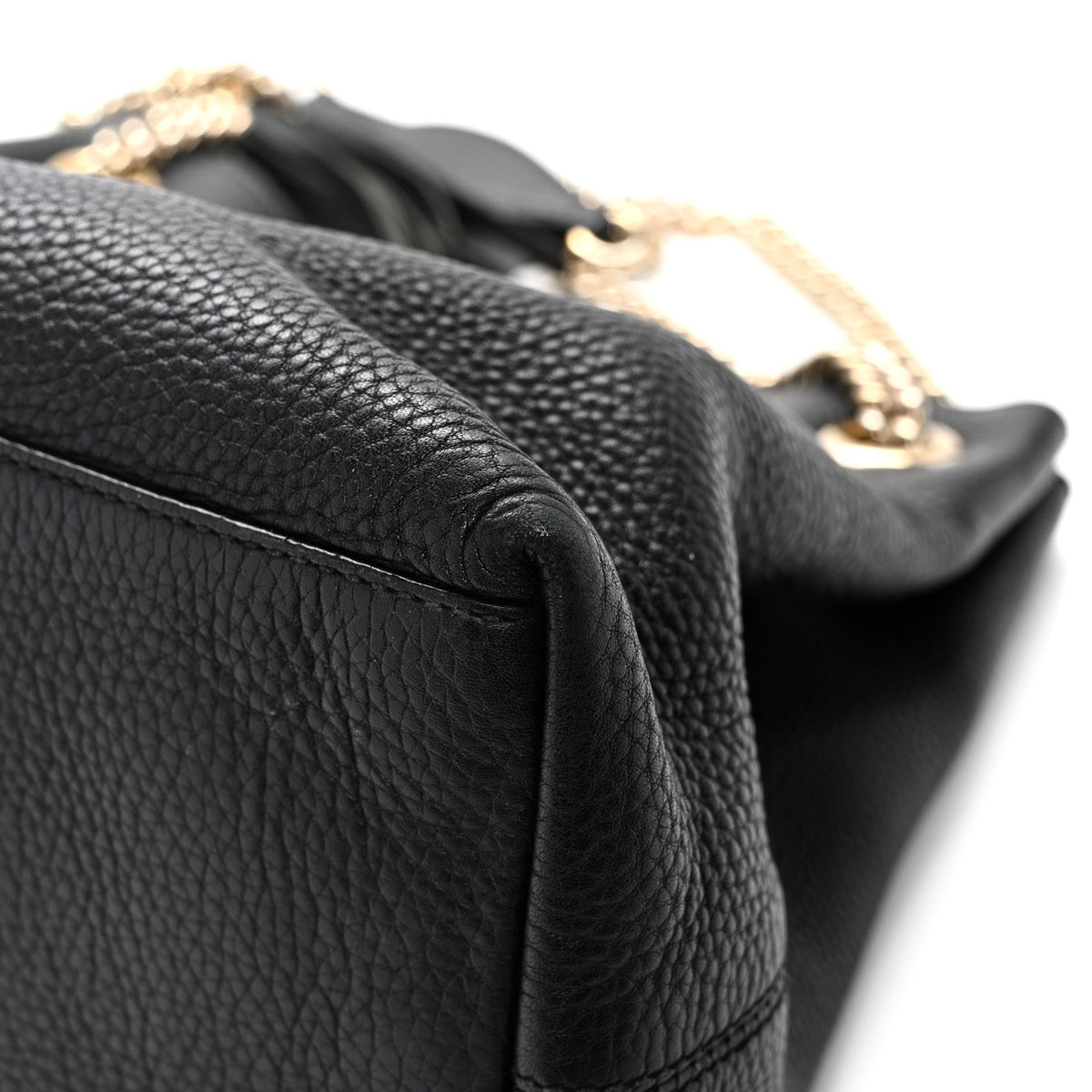 Pebbled Calfskin Medium Soho Chain Shoulder Bag Black wholesalehk.shop