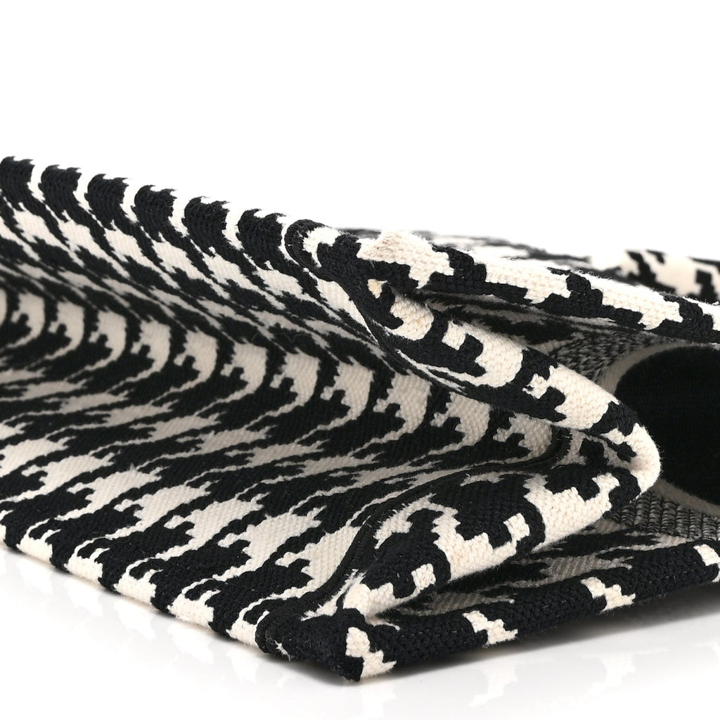 Canvas Houndstooth Embroidered Medium Book Tote Black White £¨ Direct shipment via from wholesalehk.shop