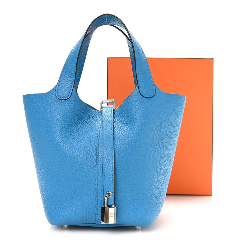 Taurillon Clemence Picotin Lock 18 PM Bleu Frida £¨ Direct shipment via from wholesalehk.shop
