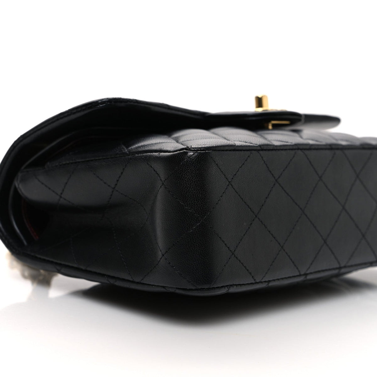 Lambskin Quilted Small Double Flap Black wholesalehk.shop