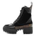 Suede Calfskin Monogram Laureate Platform Desert Boots 34.5 Black £¨ Direct shipment via from wholesalehk.shop
