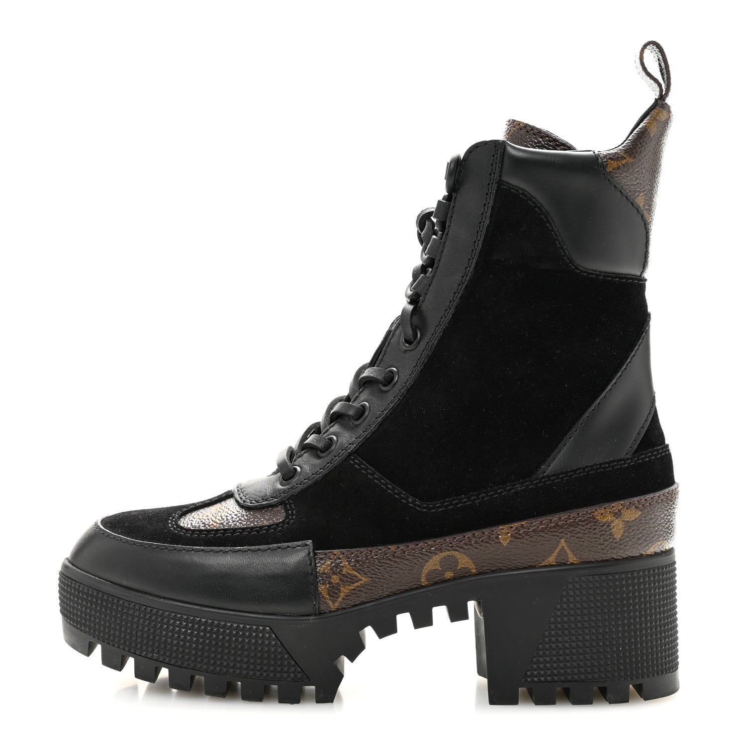 Suede Calfskin Monogram Laureate Platform Desert Boots 34.5 Black £¨ Direct shipment via from wholesalehk.shop