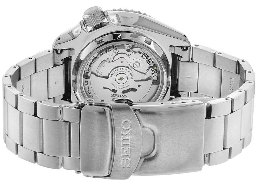 Seiko 5 Sports Automatic Day Date Black Dial Silver Steel Strap Watch for Men - SRPD55K1 wholesalehk.shop