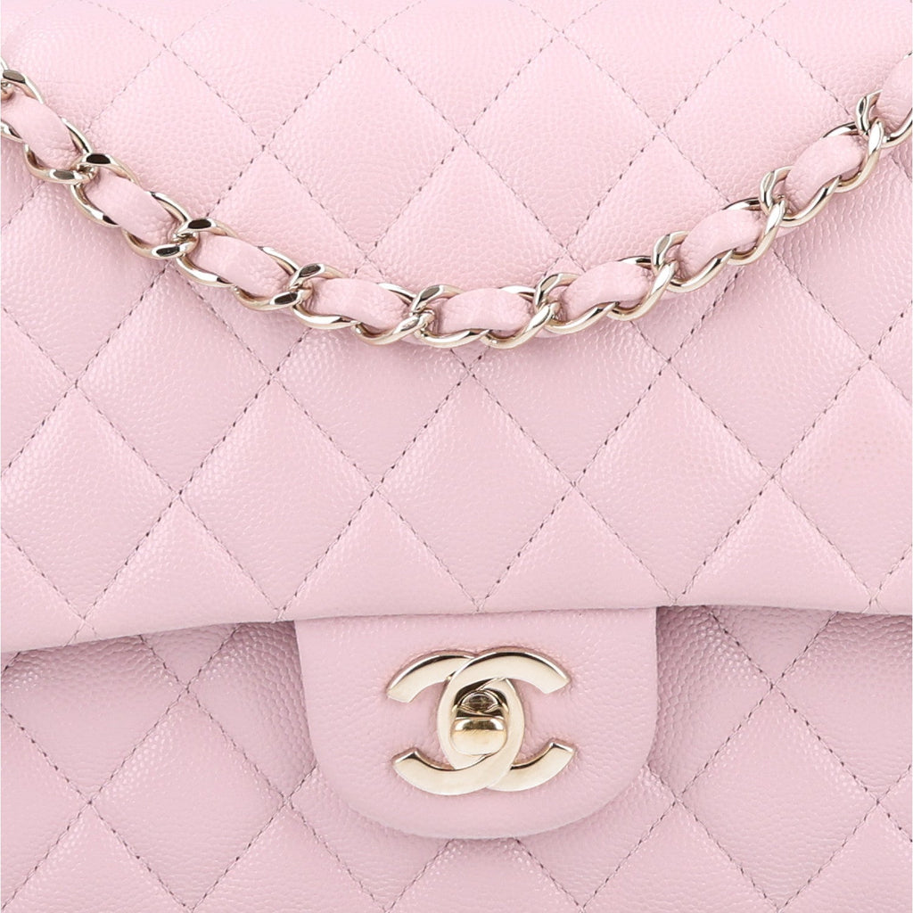 Caviar Quilted Medium Double Flap Light Pink wholesalehk.shop