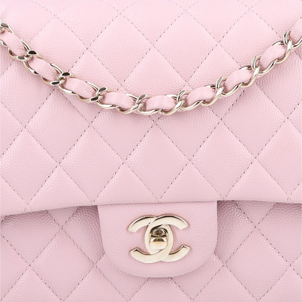 Caviar Quilted Medium Double Flap Light Pink wholesalehk.shop