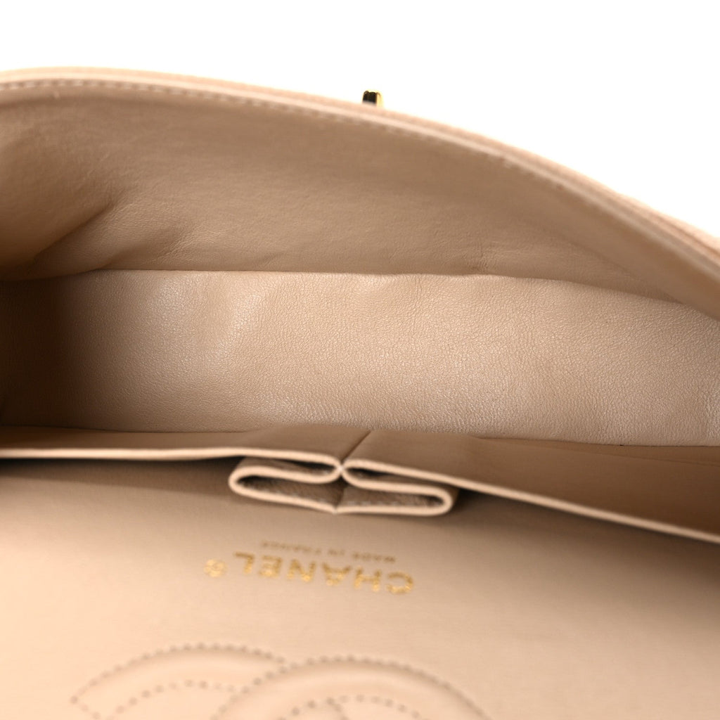 Caviar Quilted Medium Double Flap Beige Beige Clair wholesalehk.shop