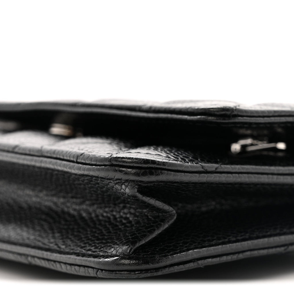 Caviar Quilted Wallet on Chain WOC Black wholesalehk.shop