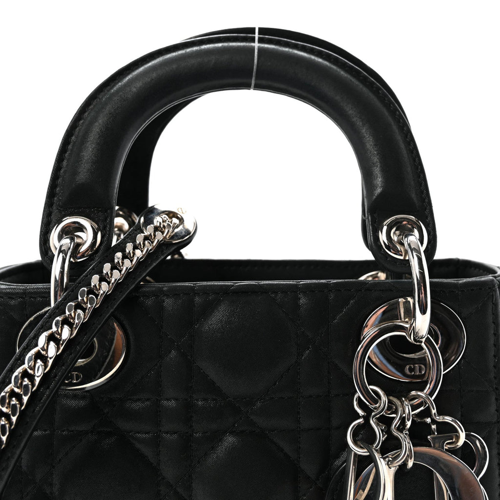 Metallic Calfskin Cannage Mini Lady Dior Black wholesalehk.shop