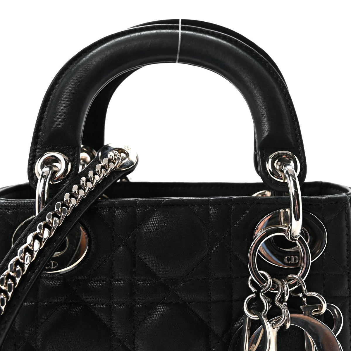Metallic Calfskin Cannage Mini Lady Dior Black wholesalehk.shop