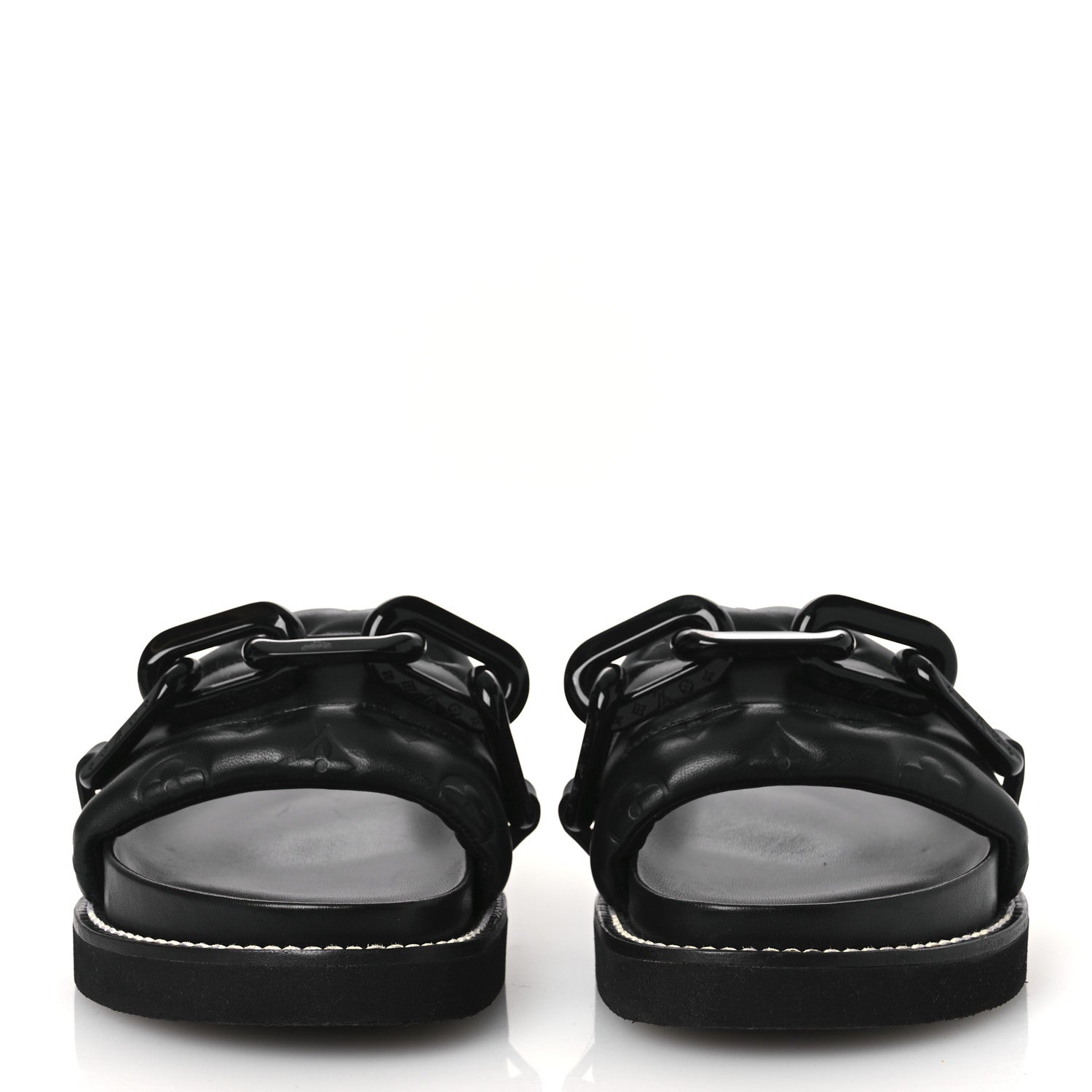 Calfskin Embossed Monogram Sunset Flat Comfort Mule 38.5 Black £¨ Direct shipment via from wholesalehk.shop