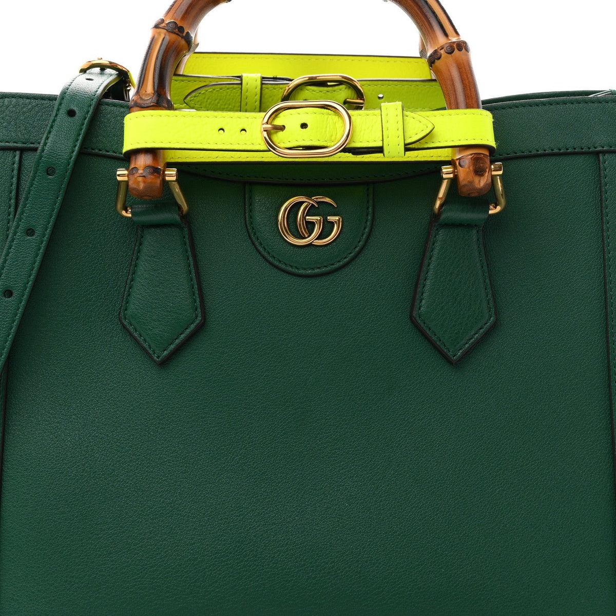 Wonka Grain Calfskin Small Diana Tote Bag Green Yellow Fluo wholesalehk.shop