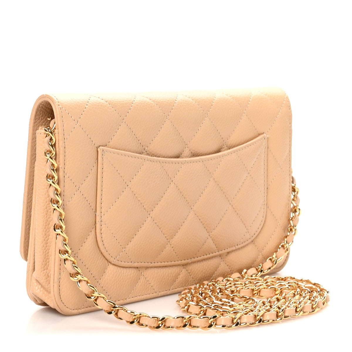 Caviar Quilted Wallet on Chain WOC Beige wholesalehk.shop