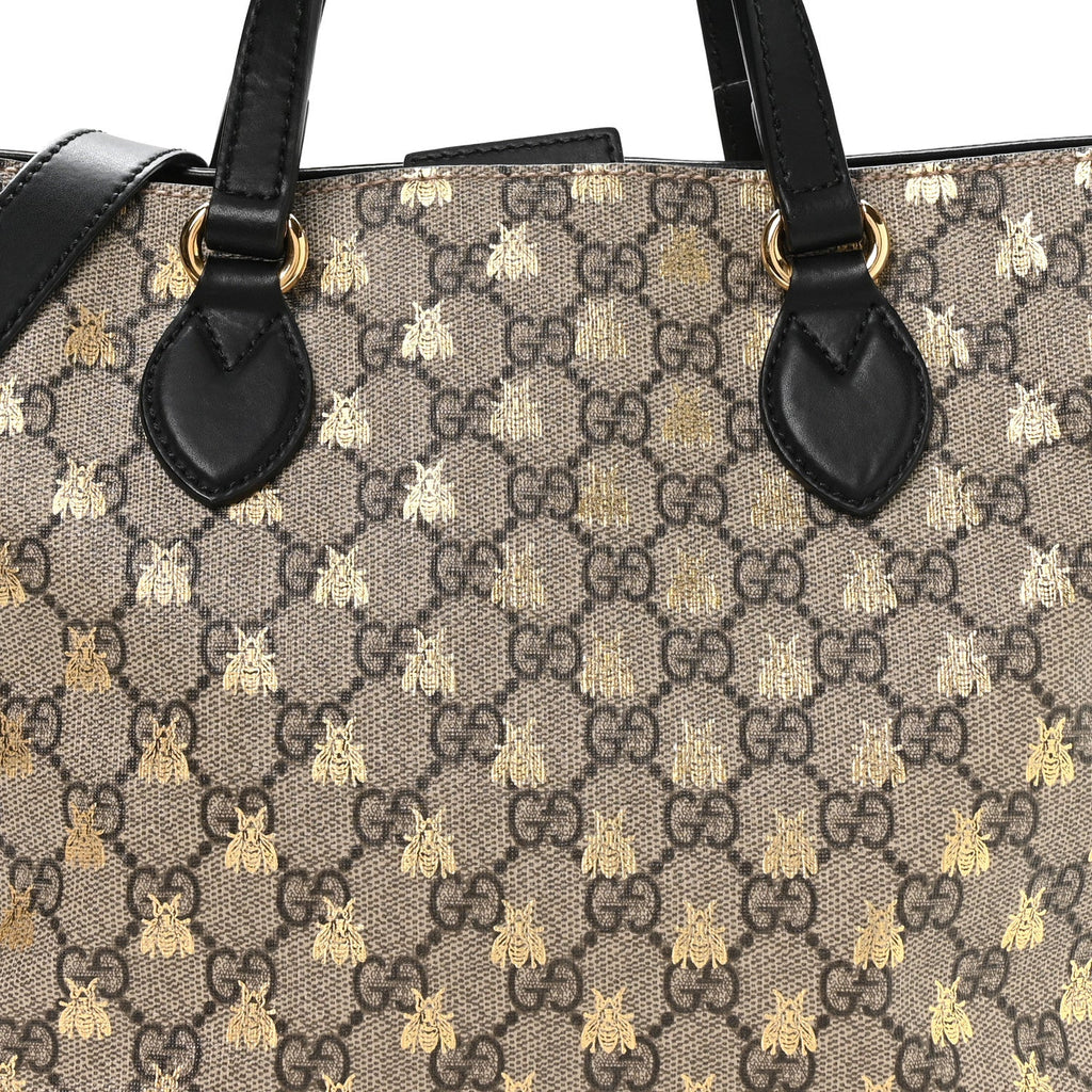 Soft GG Supreme Monogram Bees Small Crossbody Tote Beige Oro Black wholesalehk.shop