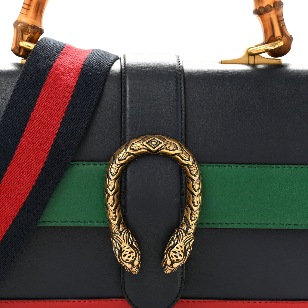 Moon Calfskin Bamboo Web Medium Dionysus Top Handle Bag Blue Emerald Hibiscus Red wholesalehk.shop