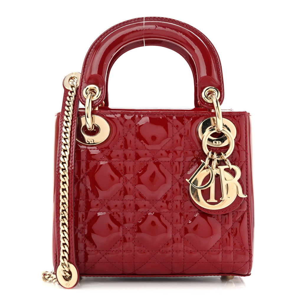 Patent Cannage Mini Lady Dior Red wholesalehk.shop