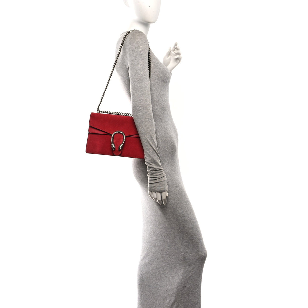 Suede Vitello Velvet Small Dionysus Shoulder Bag Vulcanic Red wholesalehk.shop