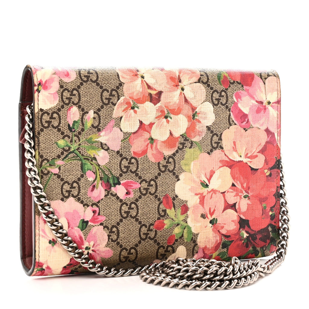 GG Supreme Monogram Blooms Mini Dionysus Chain Wallet Beige Multicolor Dry Rose wholesalehk.shop
